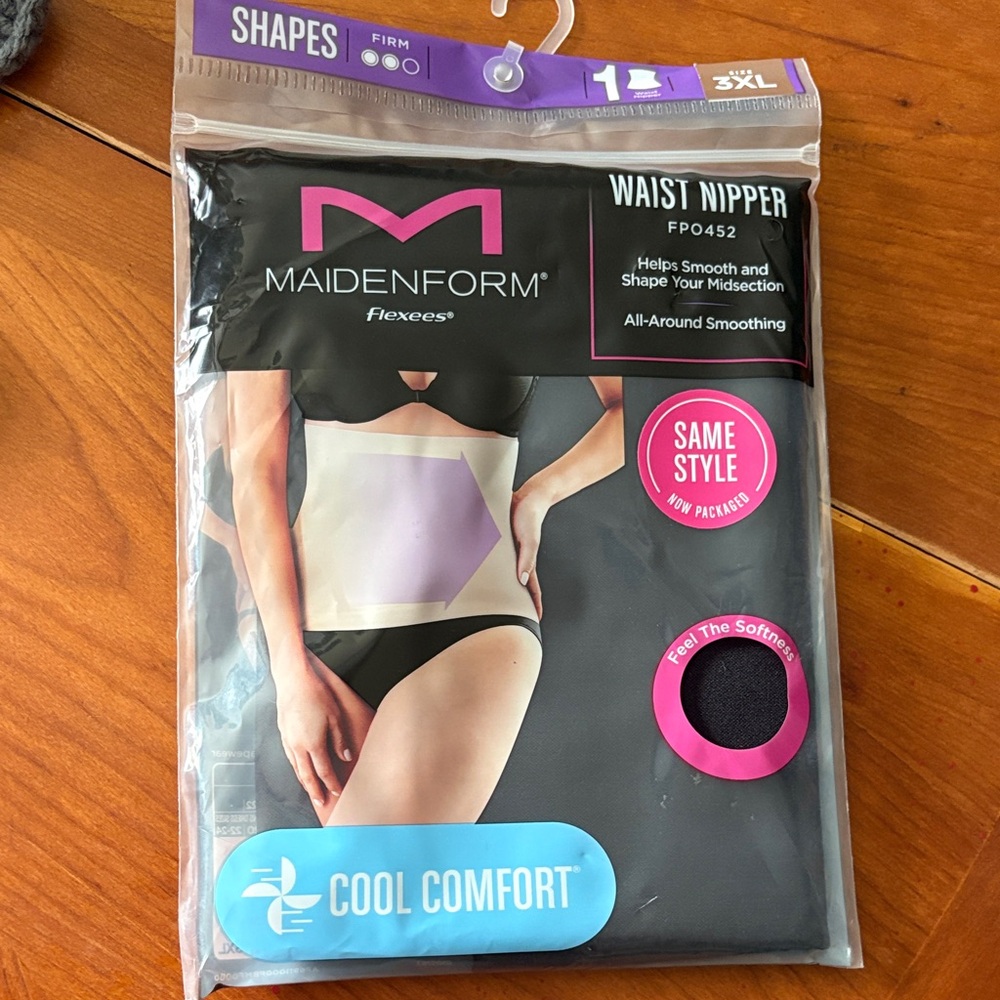 New 3xl Maidenform Waist Nipper Black shape wear flexees cool comfort
